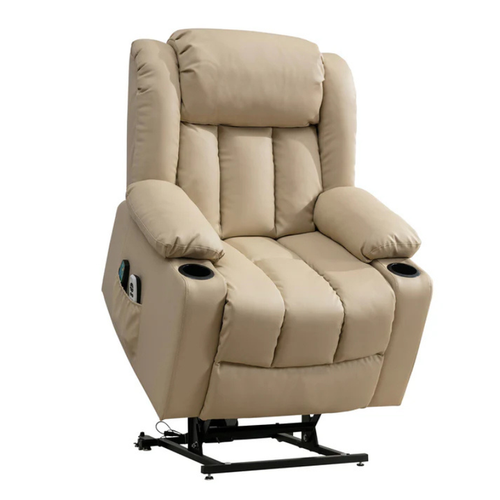 Wellington Cream Leather Dual Motor Lift Assist Recliner Chair