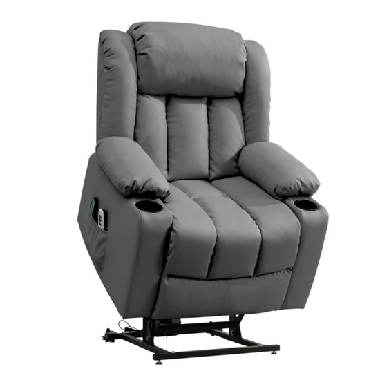 Wellington Grey Leather Dual Motor Lift Assist Recliner Chair