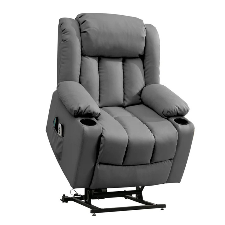 Wellington Grey Leather Dual Motor Lift Assist Recliner Chair