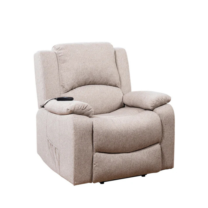 Hartford Beige Fabric Heat & Massage Lift Assist Recliner Chair