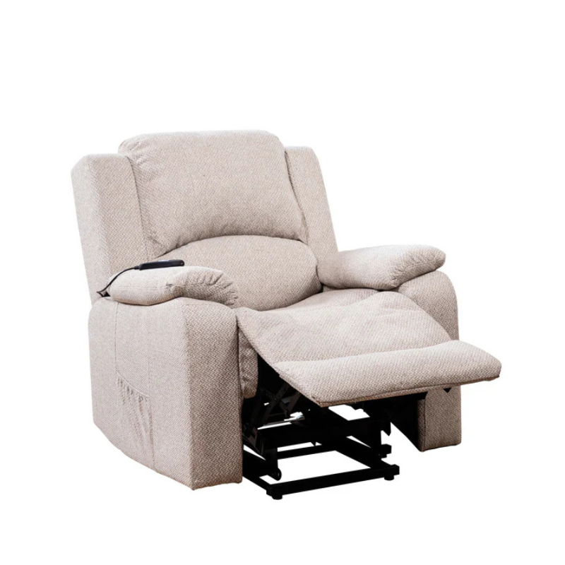 Hartford Beige Fabric Heat & Massage Lift Assist Recliner Chair