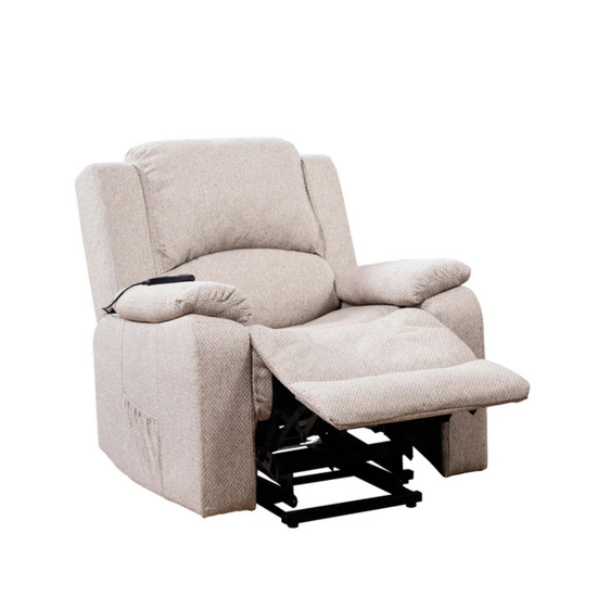 Hartford Beige Fabric Heat & Massage Lift Assist Recliner Chair