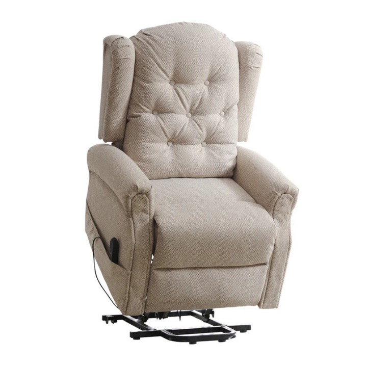 Kenswick Beige Fabric Heat & Massage Lift Assist Recliner Chair
