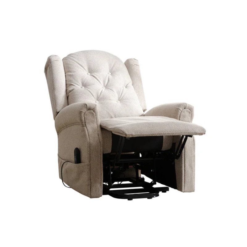 Kenswick Beige Fabric Heat & Massage Lift Assist Recliner Chair