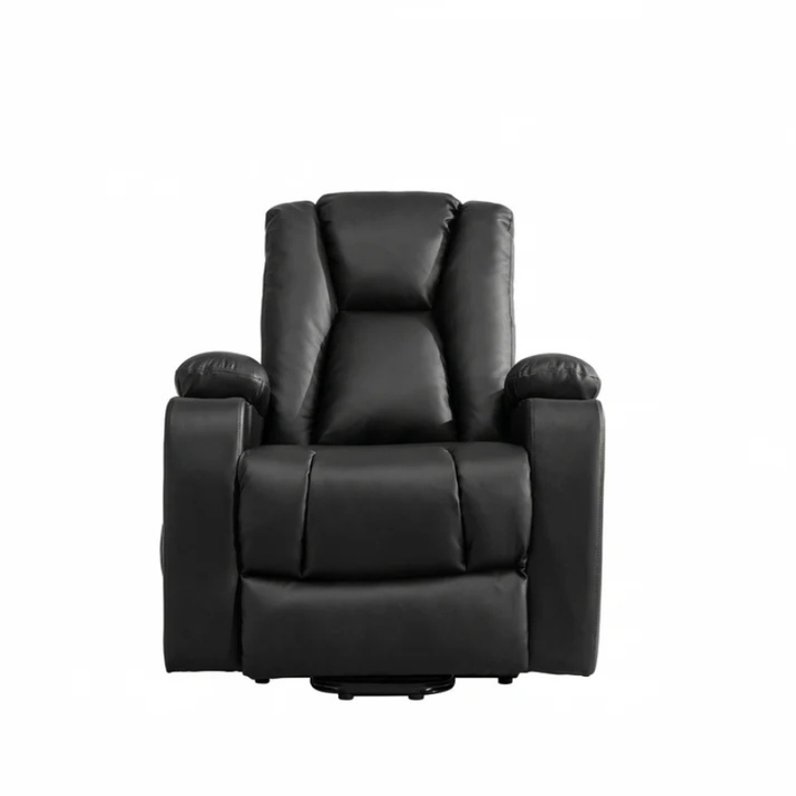 Windsor Black Electric Lift Assist Riser Recliner Chair with Massage & Heat – Bonded Leather 1 Seater Recliner