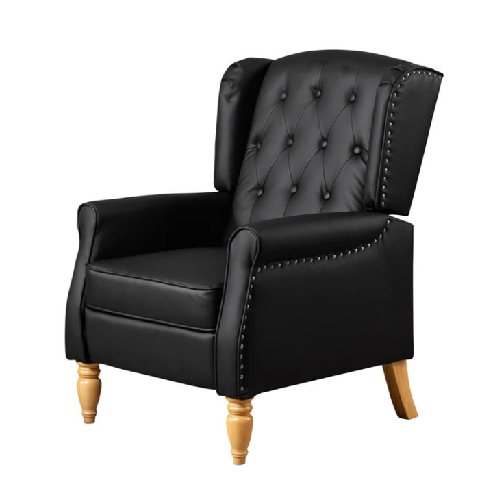 Ashford Black Leather Push Back Recliner Armchair