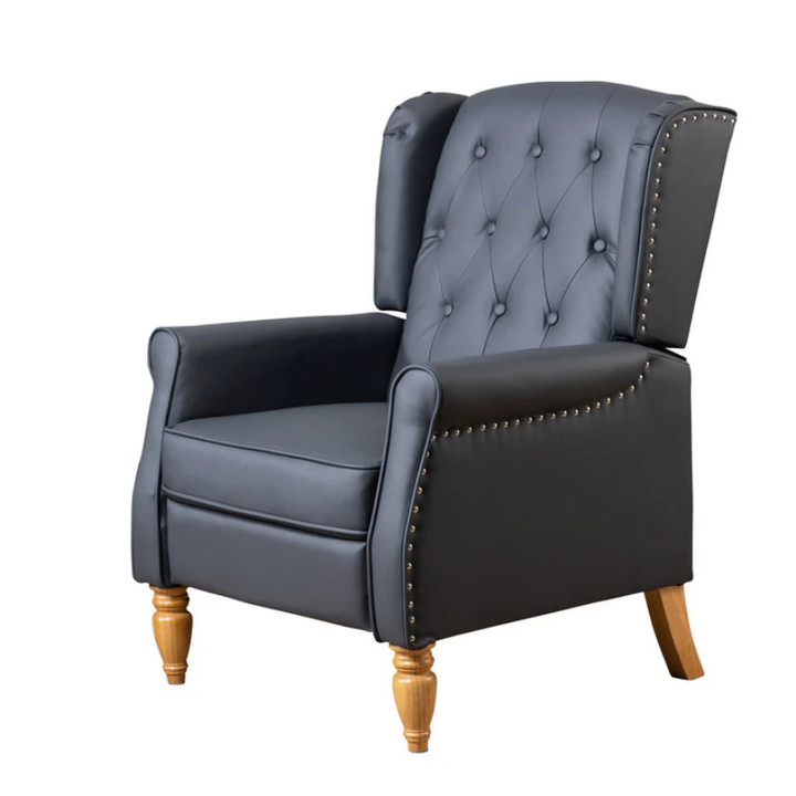 Ashford Grey Leather Push Back Recliner Armchair