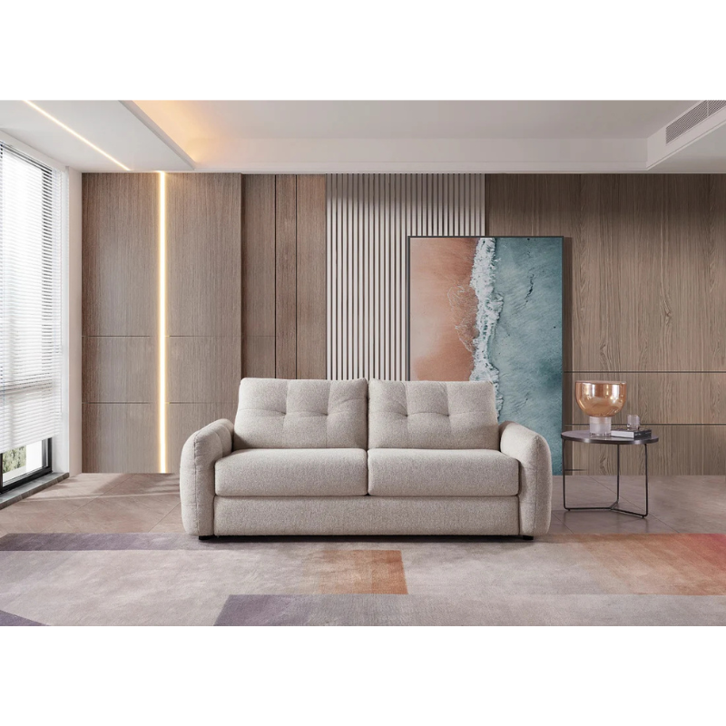 Athens Beige Sofa Bed 3 Seater – Pull Out Sleeper Sofa, Fabric Guest Bed