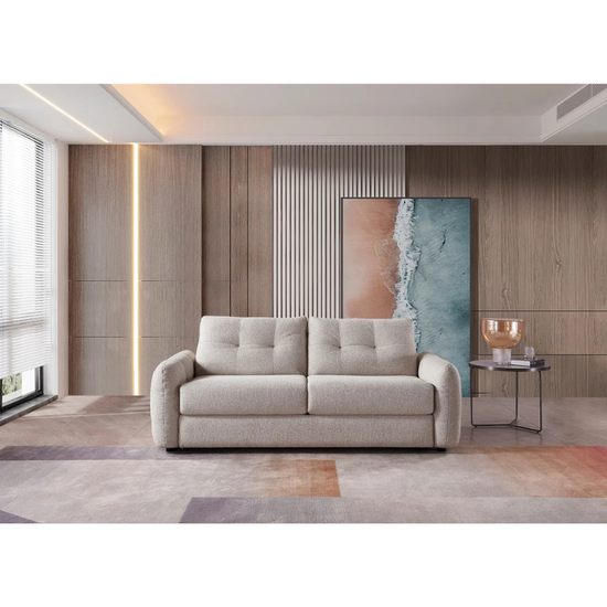 Athens Beige Sofa Bed 3 Seater – Pull Out Sleeper Sofa, Fabric Guest Bed