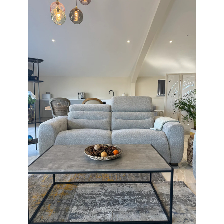 Tokyo Grey Electric Recliner Sofa 3 Seater – Bouclé Fabric Reclining Sofa with USB & Adjustable Headrests