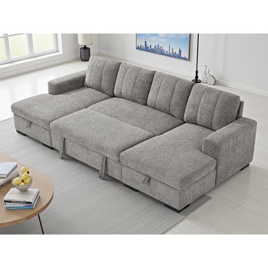 Como Grey U Shape Sofa Bed – Large Corner Sofa with Storage, Pull Out Bed & Chaise