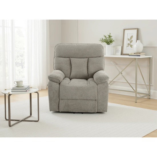Cornwall Grey Rise & Recline Massage Chair – Electric Recliner with Heat, Fabric Armchair