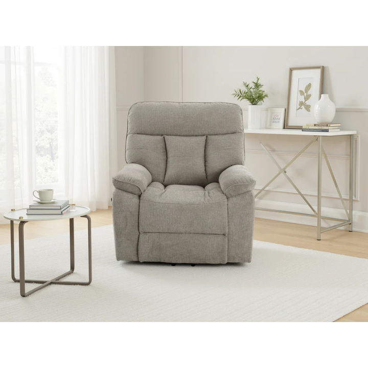 Cornwall Grey Rise & Recline Massage Chair – Electric Recliner with Heat, Fabric Armchair