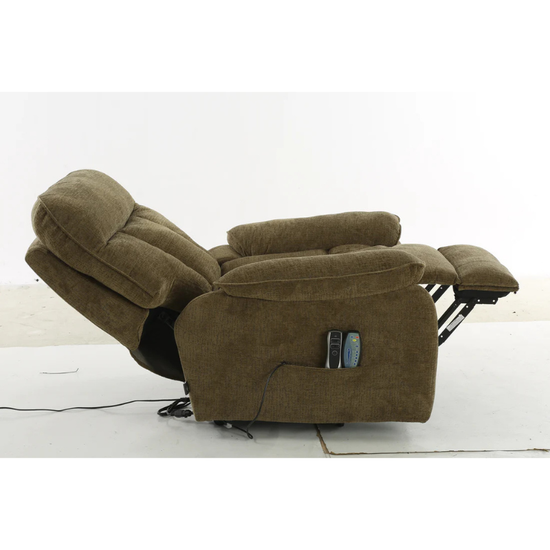Cornwall Brown Rise & Recline Massage Chair – Electric Recliner with Heat, Fabric Armchair
