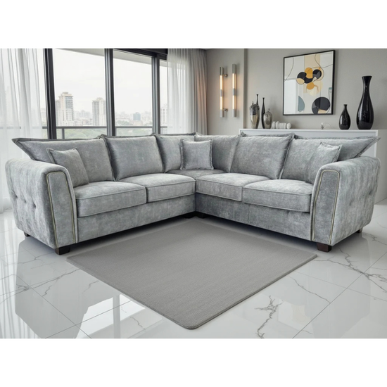 Serena Large Corner Sofa – Grey | Spacious L-Shaped Fabric Sofa for Modern Homes