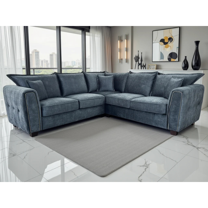 Serena Large Corner Sofa – Black | Spacious Modern L-Shaped Sofa for Stylish Living Rooms