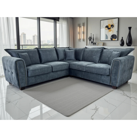 Serena Large Corner Sofa – Black | Spacious Modern L-Shaped Sofa for Stylish Living Rooms