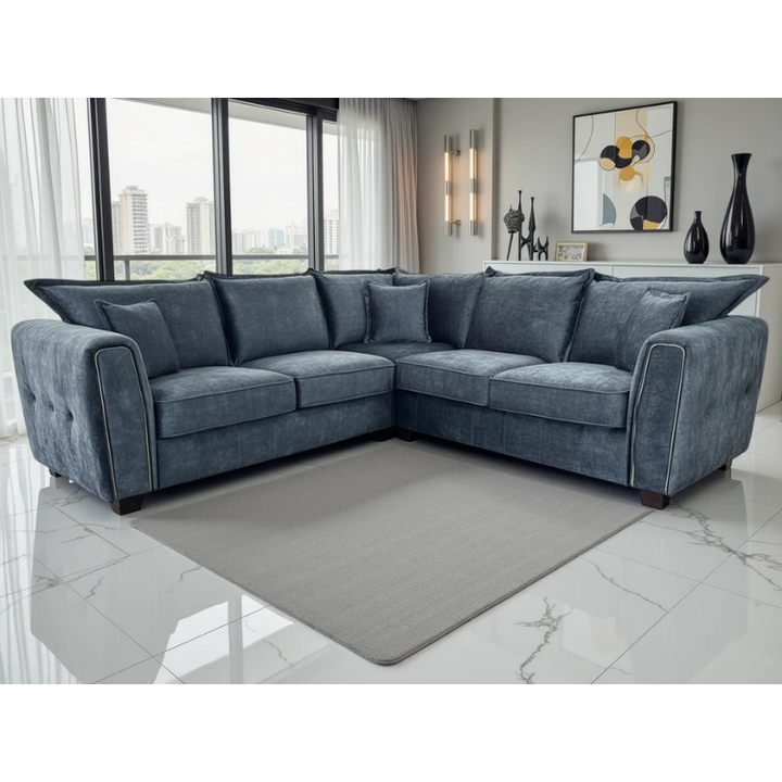 Serena Large Corner Sofa – Black | Spacious Modern L-Shaped Sofa for Stylish Living Rooms