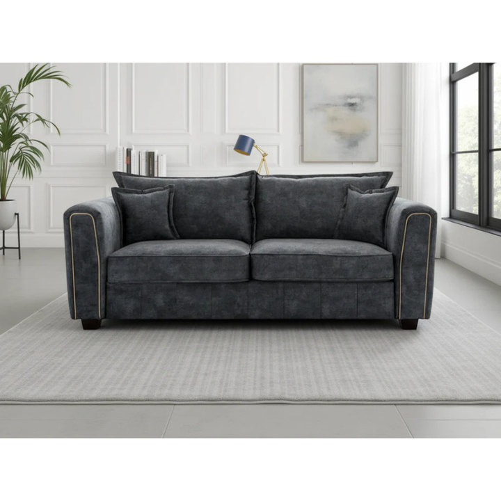 Serena 3 Seater Sofa – Black | Modern & Spacious Sofa for Contemporary Living Rooms