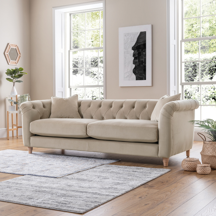 3 Seater Sofa Velvet Putty | Luxury Velvet Sofa