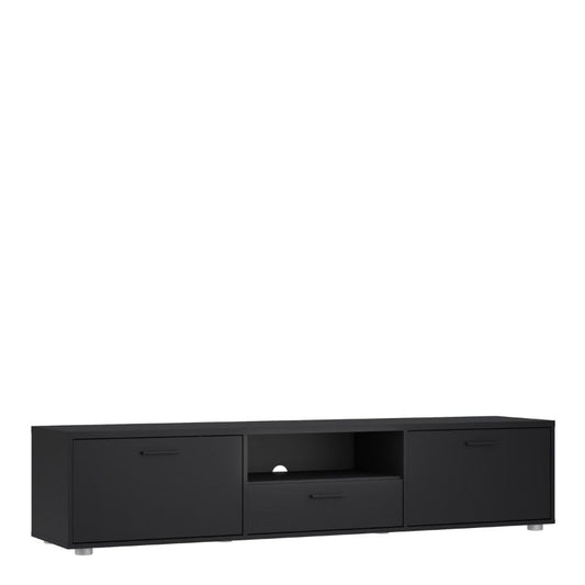 Media TV Unit with 2 Doors 1 Drawer 177cm Black-FTG-