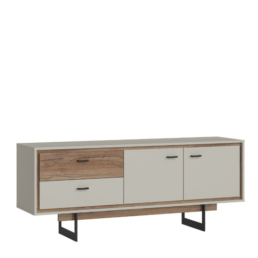 Rivero 2 Door 2 Drawer TV Unit in Grey and Oak W 1596 x H 645 x D 400 mm-FTG-