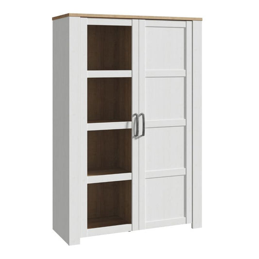 Bohol 2 Door Display Cabinet in Riviera Oak/White W 106.4 x H 160.6 x D 42 cm-Cabinet-FTG-