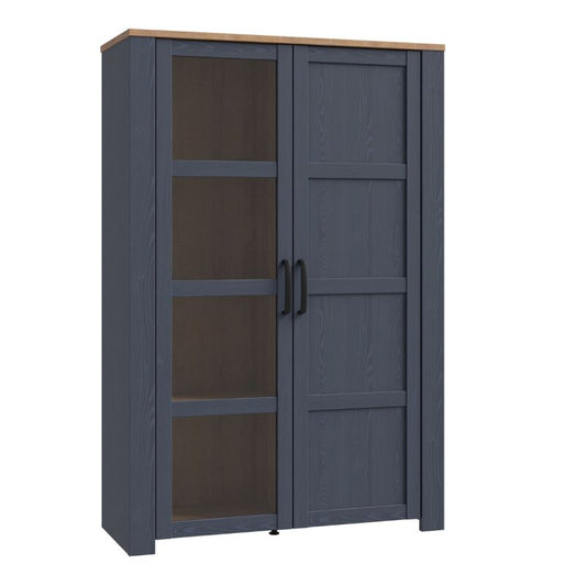 Bohol 2 Door Display Cabinet in Riviera Oak/Navy W 106.4 x H 160.6 x D 42 cm-Cabinet-FTG-