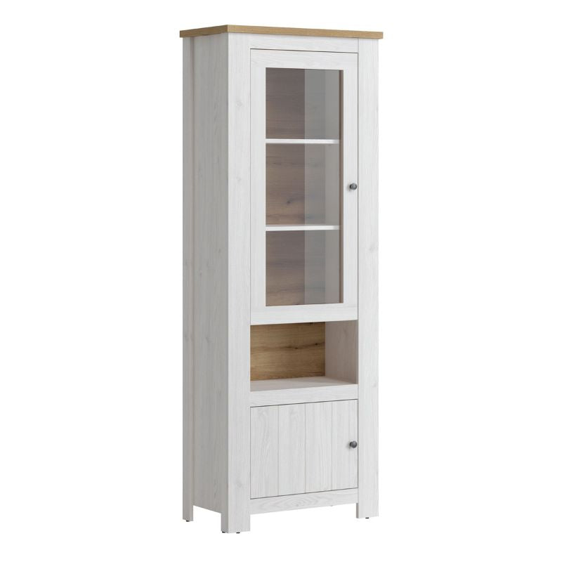 Celesto 2 Door Display Cabinet in White and Oak W 744 x H 2000 x D 385 mm-Cabinet-FTG-