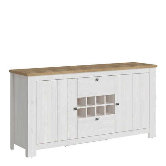 Celesto 2 Door 2 Drawer Sideboard with Wine Rack in White and Oak W 1774 x H 893 x D 460 mm-Cabinet-FTG-