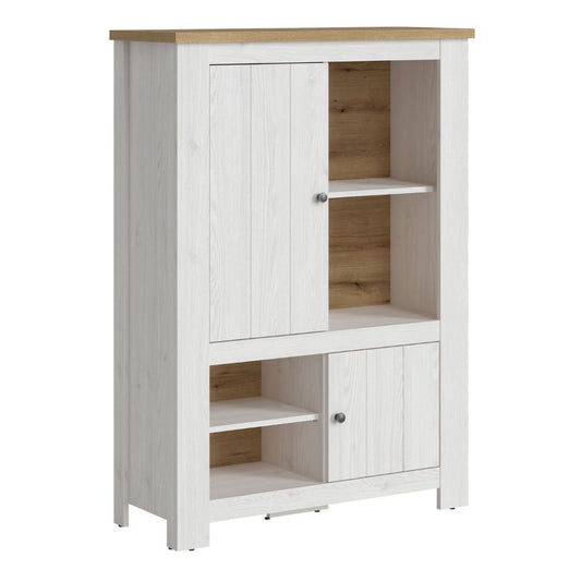 Celesto 2 Door 4 Shelves Cabinet in White and Oak W 1000 x H 1400 x D 385 mm-Cabinet-FTG-