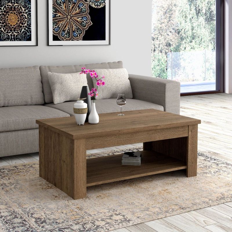 Corona Rising Coffee Table in Tabak Oak W 1100 x H 457 x D 650 mm-Coffee Tables-FTG-