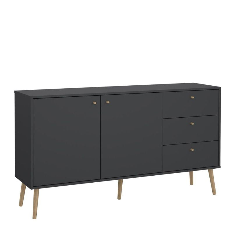 Cumbria Sideboard 2 Doors + 3 Drawers Dark Grey W 147.2 x H 81.7 x D 39.1 cm-Sideboards-FTG-