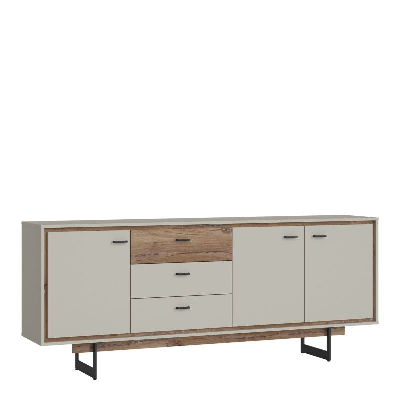 Rivero 3 Door 3 Drawer Wide Sideboard in Grey and Oak W 2055 x H 831 x D 400 mm-Sideboards-FTG-