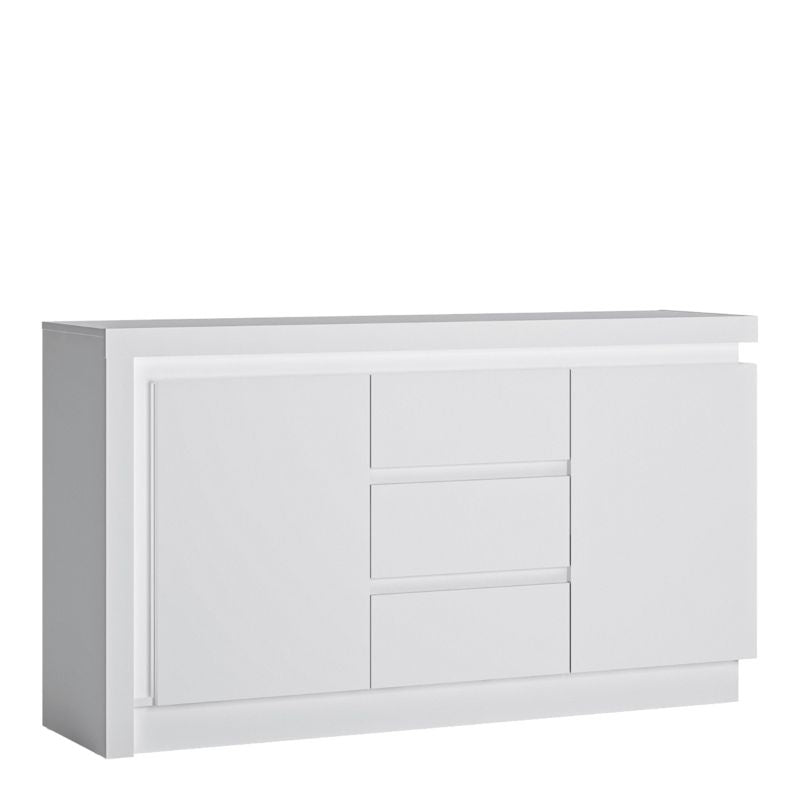 Lyon 2 Door 3 Drawer Sideboard (including LED lighting) in White and High Gloss W 1577 x H 891 x D 420 mm-Sideboards-FTG-