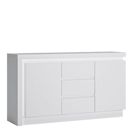 Lyon 2 Door 3 Drawer Sideboard (including LED lighting) in White and High Gloss W 1577 x H 891 x D 420 mm-Sideboards-FTG-