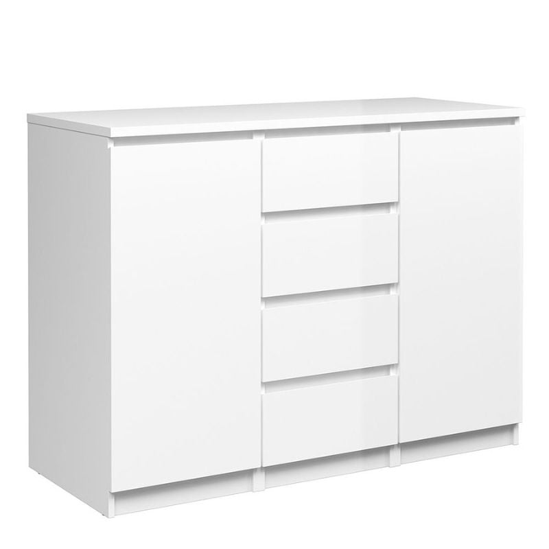 Naia Sideboard - 4 Drawers 2 Doors in White High Gloss W 1208 x H 907 x D 500mm-Sideboards-FTG-