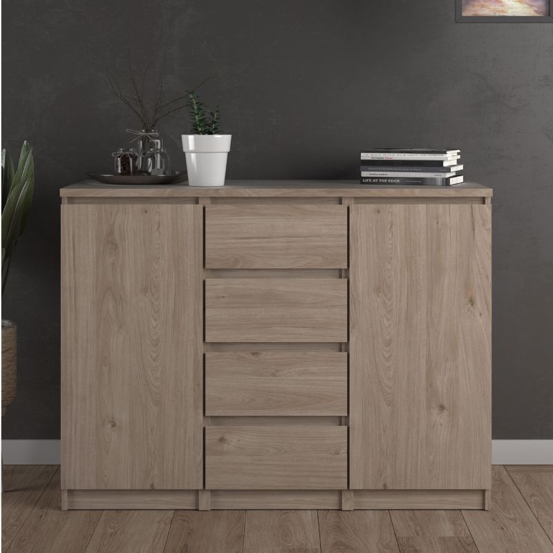 Naia Sideboard 4 Drawers 2 Doors in Jackson Hickory Oak W 1208 x H 907 x D 500 mm-Sideboards-FTG-