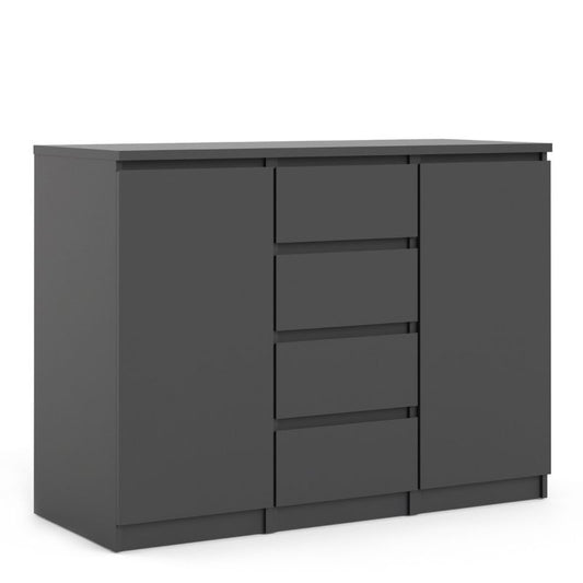 Naia Sideboard 4 Drawers 2 Doors in Black Matt W 1206 x H 907 x D 500mm-Sideboards-FTG-