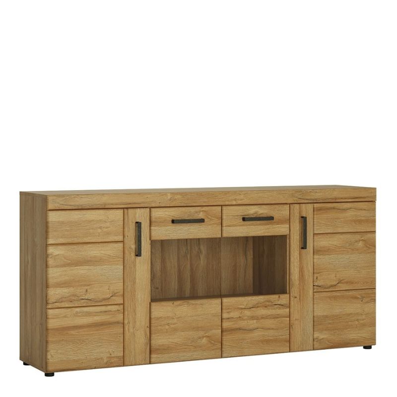 Cortina 4 Door Wide Glazed Sideboard in Grandson Oak W 1851 x H 860 x D 409 mm-Sideboards-FTG-