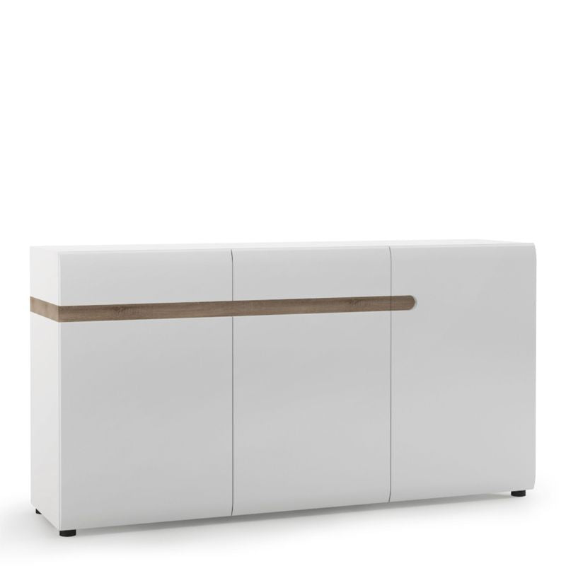 Chelsea Living 2 Drawer 3 Door Sideboard in White with a Truffle Oak Trim W 1640 x H 865 x D 420 mm-Sideboards-FTG-