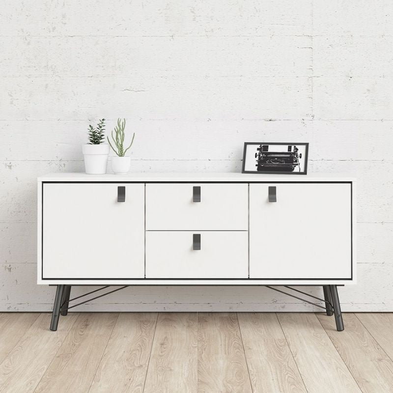 Ry Sideboard 2 Doors 2 Drawers in Matt White W 1503 x H 722 x D 401 mm-Sideboards-FTG-