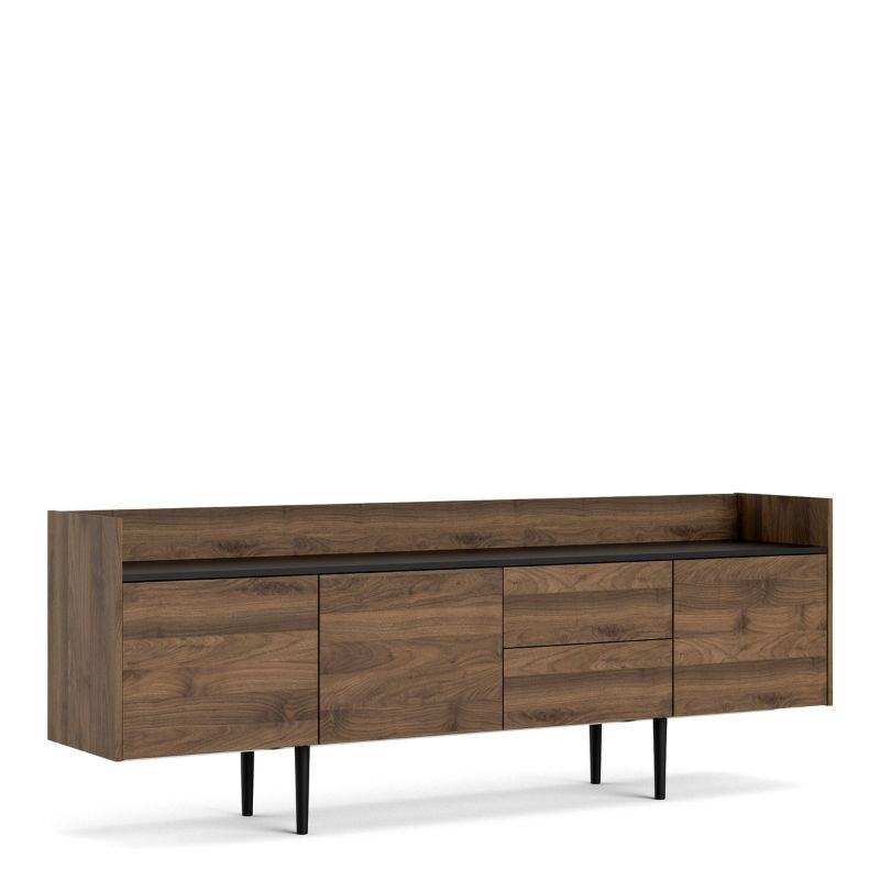 Unit Sideboard 2 Drawers 3 Doors in Walnut and Black W 1955 x H 732 x D 404.5mm-Sideboards-FTG-