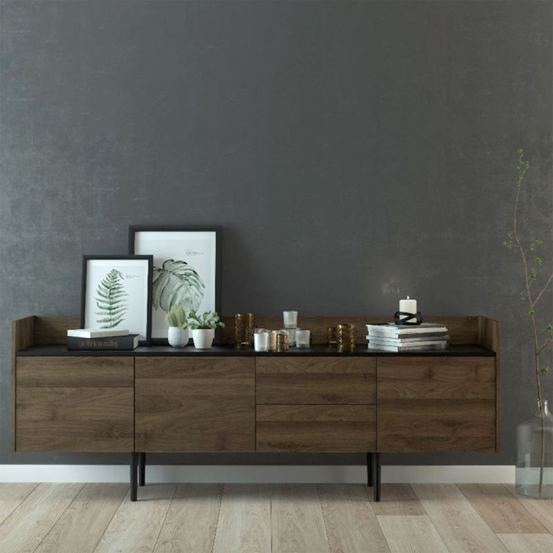 Unit Sideboard 2 Drawers 3 Doors in Walnut and Black W 1955 x H 732 x D 404.5mm-Sideboards-FTG-