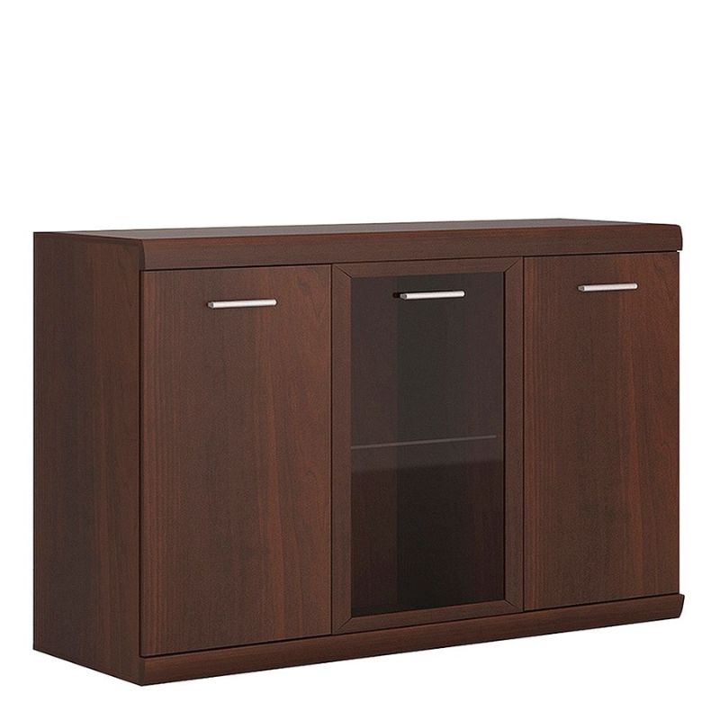 Imperial 3 Door Glazed Sideboard in Dark Mahogany Melamine W 1400 x H 893 x D 453 mm-Sideboards-FTG-