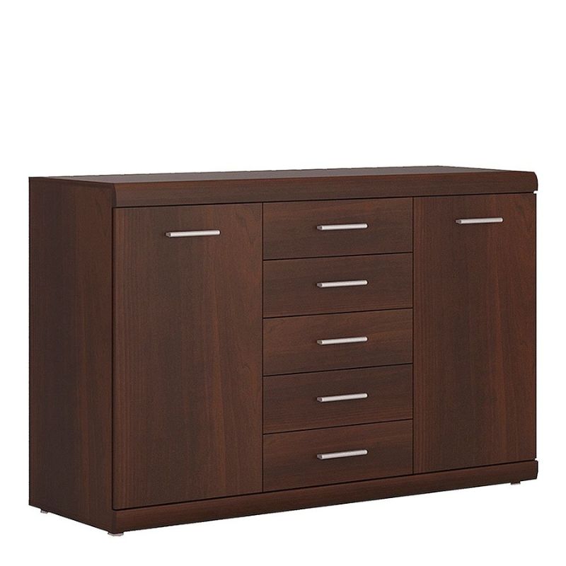 Imperial 2 Door 5 Drawer Sideboard in Dark Mahogany Melamine W 1400 x H 893 x D 453 mm-Sideboards-FTG-