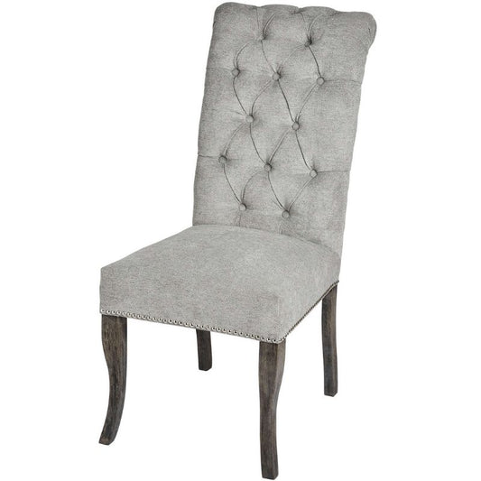 Silver Roll Top Dining Chair With Ring Pull 71L x 49W x 105H-Dining Chairs-Hill Interiors-