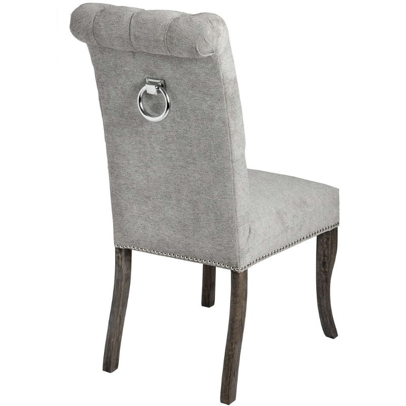 Silver Roll Top Dining Chair With Ring Pull 71L x 49W x 105H-Dining Chairs-Hill Interiors-