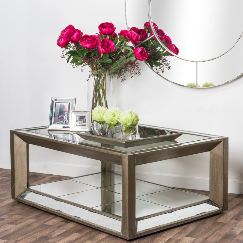 Large Augustus Mirrored Coffee Table 90L x 130W x 52H-Coffee Tables-Hill Interiors-