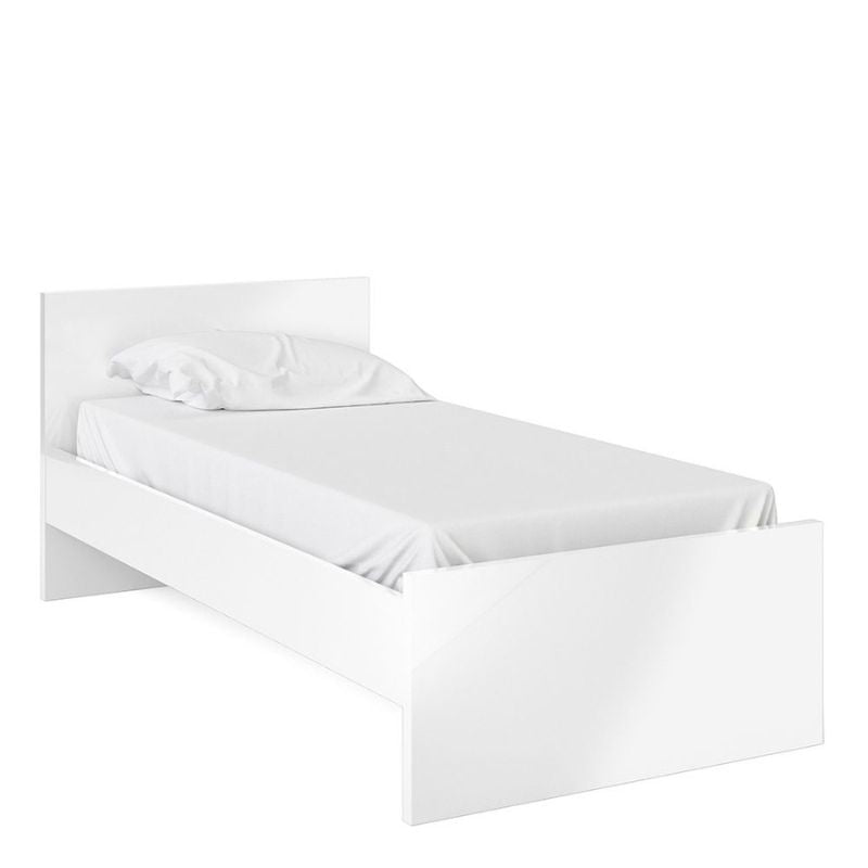 Naia Single Bed 3ft (90 x 190) in White High Gloss-Bed-FTG-